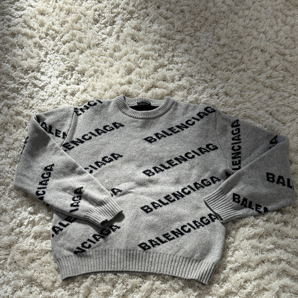 Balenciaga Charcoal Logo Knit Sweater ( 22” ptp)